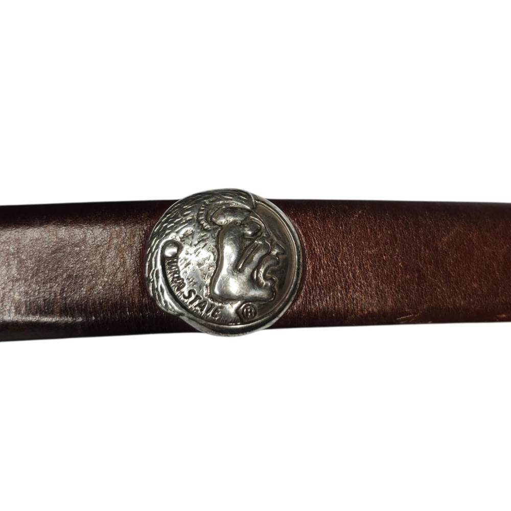 Men's Enmon Brown Leather Belt with Silver FSU Florida State University Accents